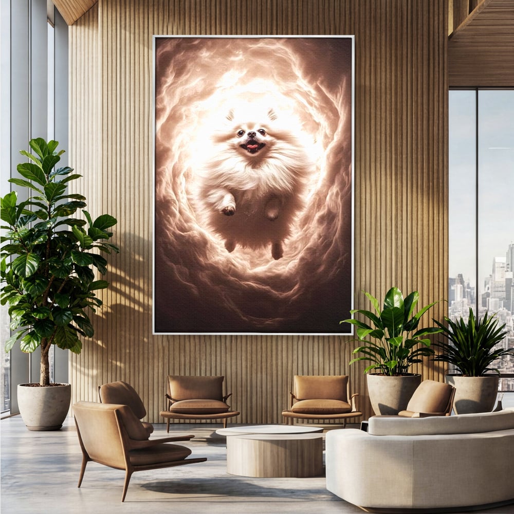 Tablou Canvas Premium, LuxCanva® M1268, Taramul Viselor Pufoase, Pomeranian, Pufos, Vortex, Nori, Mistic, Catel, Blanos, Lumina, Angelic, Miscare, Fantastic, Birou, Living, Camera Copil