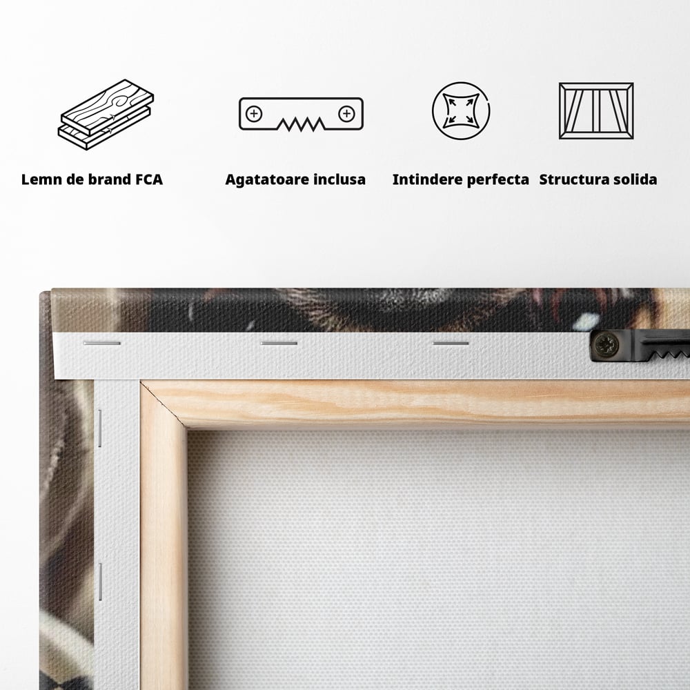 Fotoleinwand Canvas Premium, LuxCanva® M1269, Champion mit umgedrehter Schnauze, Mops, Handschuhe, Boxen, Sport, Energie, mutig, Aussehen, Kämpfer, Champion, Sieger, lustig, Portrait, Büro, Wohnen, Kinderzimmer