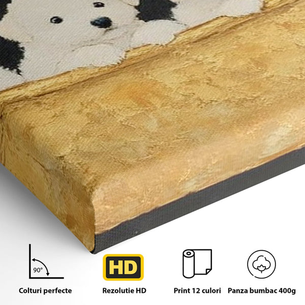Tablou Canvas Premium, LuxCanva® M1271, Patru Pufuleti in Cada, Baie, Cada, Vintage, Auriu, Catelusi, Pufos, Marmura, Curat, Pictura, Grup, Joaca, Dragalas, Birou, Living, Camera Copil