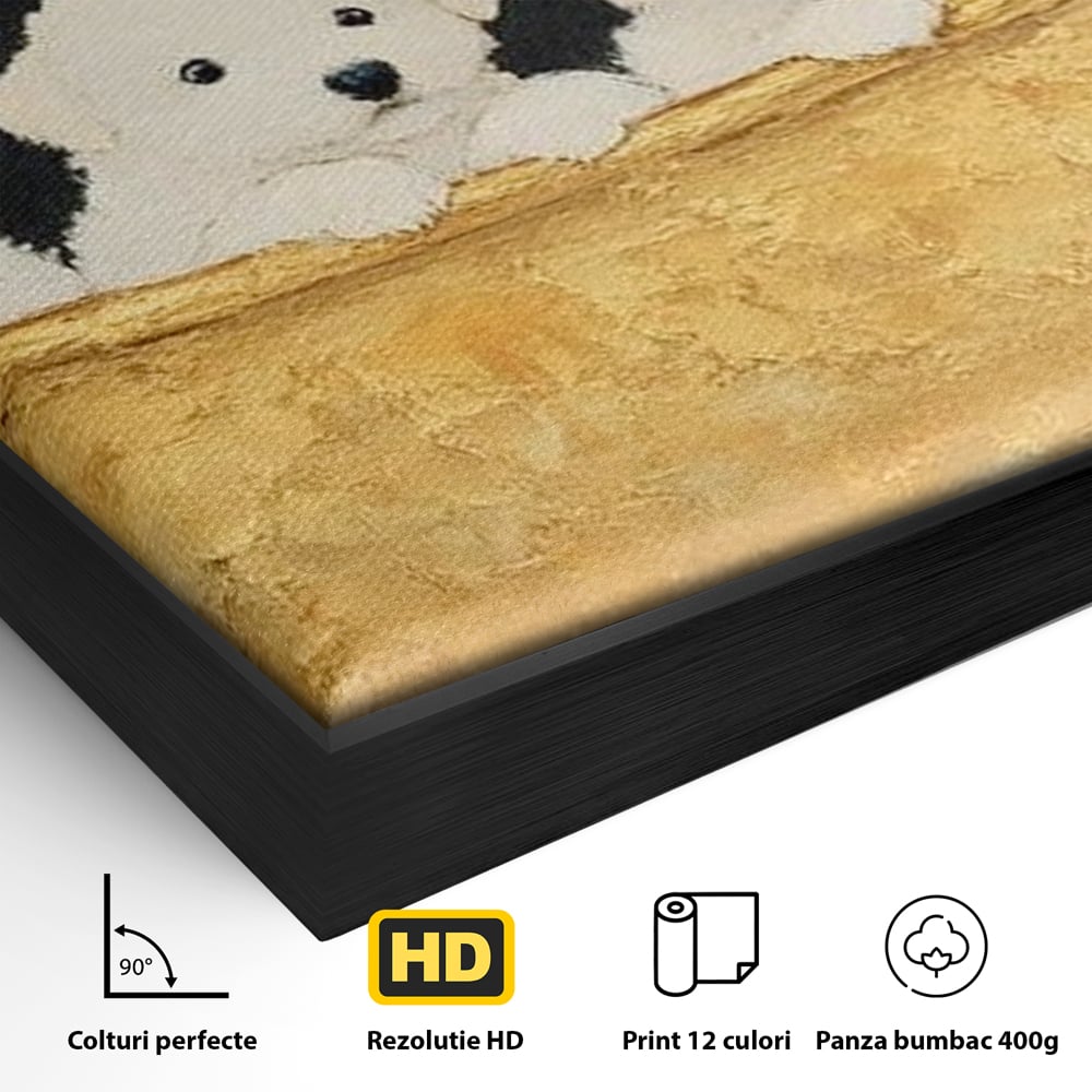 Tablou Canvas Premium, LuxCanva® M1271, Patru Pufuleti in Cada, Baie, Cada, Vintage, Auriu, Catelusi, Pufos, Marmura, Curat, Pictura, Grup, Joaca, Dragalas, Birou, Living, Camera Copil