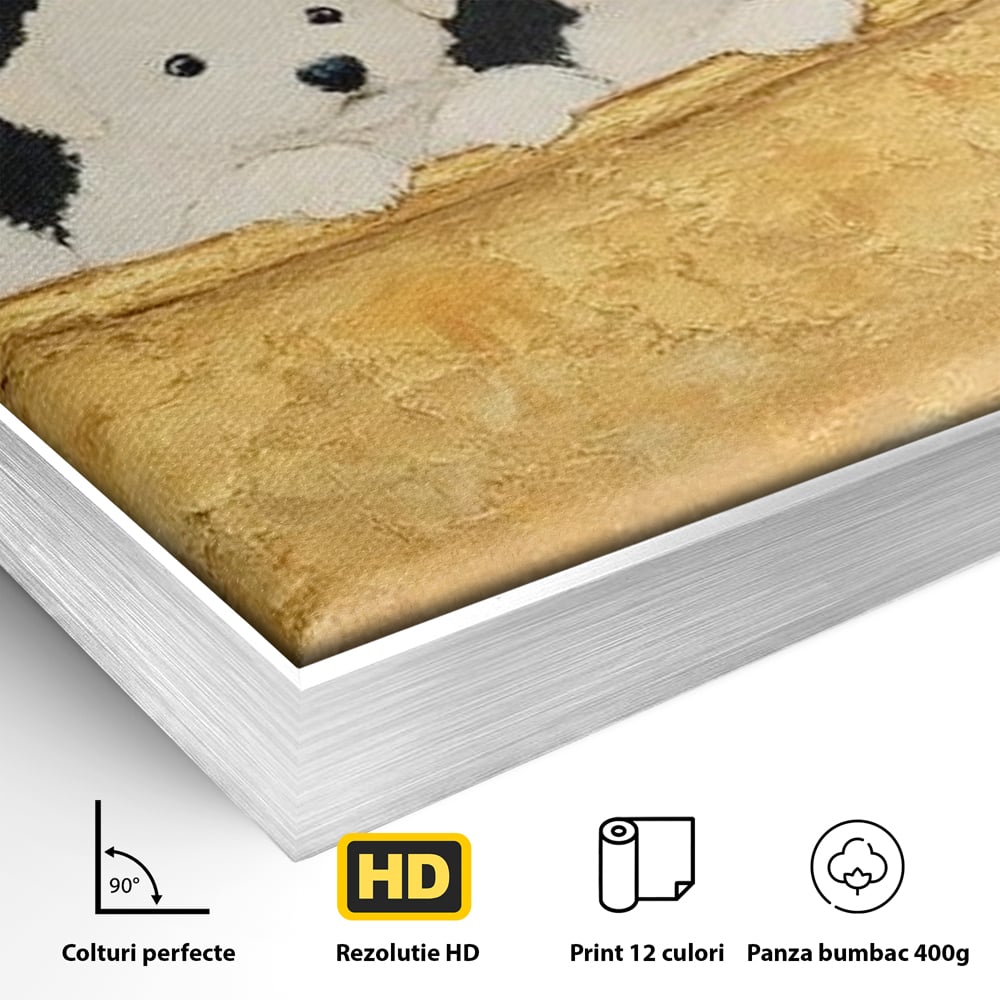 Tablou Canvas Premium, LuxCanva® M1271, Patru Pufuleti in Cada, Baie, Cada, Vintage, Auriu, Catelusi, Pufos, Marmura, Curat, Pictura, Grup, Joaca, Dragalas, Birou, Living, Camera Copil