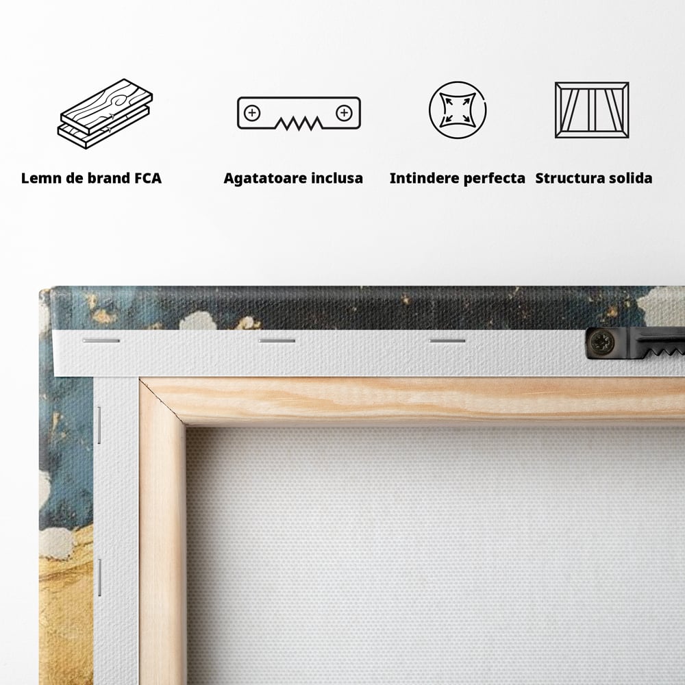 Tablou Canvas Premium, LuxCanva® M1271, Patru Pufuleti in Cada, Baie, Cada, Vintage, Auriu, Catelusi, Pufos, Marmura, Curat, Pictura, Grup, Joaca, Dragalas, Birou, Living, Camera Copil