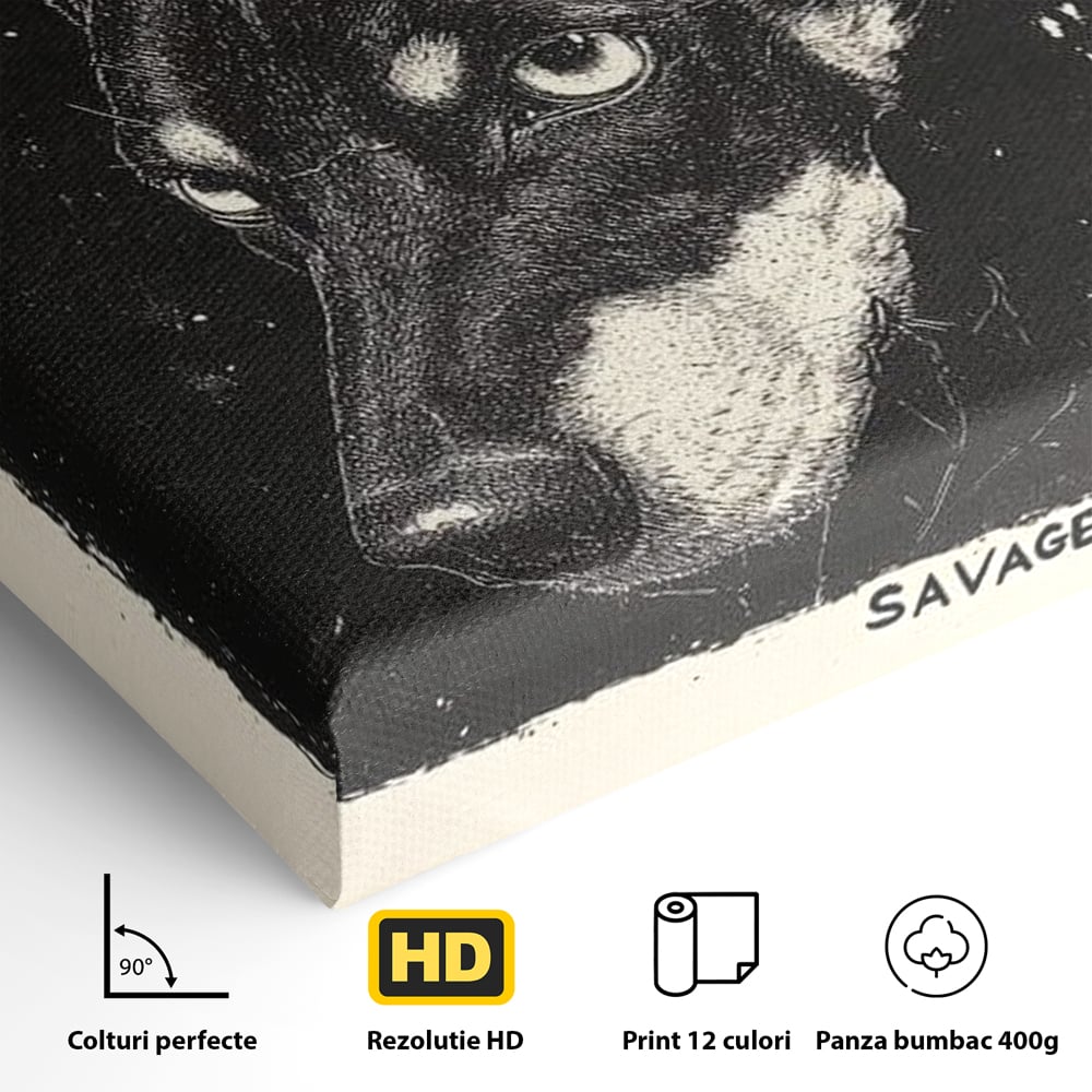 Tablou Canvas Premium, LuxCanva® M1273, Coltul Noptii, Caine, Salbatic, Periculos, Animal, Rebel, Vintage, Chip, Portret, Alfa, Vanator, Birou, Living, Camera Copil