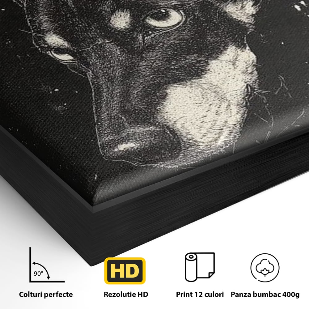 Tablou Canvas Premium, LuxCanva® M1273, Coltul Noptii, Caine, Salbatic, Periculos, Animal, Rebel, Vintage, Chip, Portret, Alfa, Vanator, Birou, Living, Camera Copil