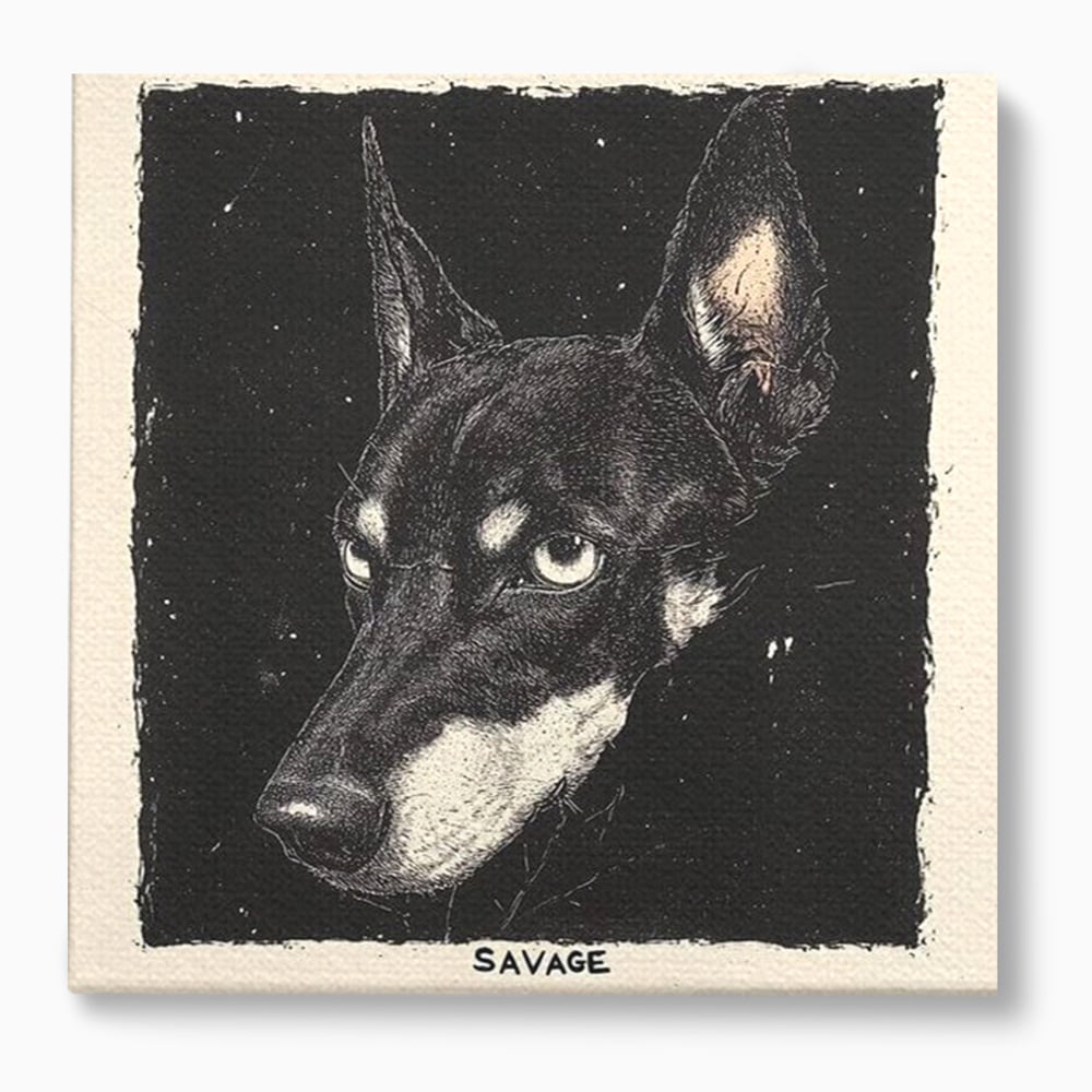 Tablou Canvas Premium, LuxCanva® M1273, Coltul Noptii, Caine, Salbatic, Periculos, Animal, Rebel, Vintage, Chip, Portret, Alfa, Vanator, Birou, Living, Camera Copil