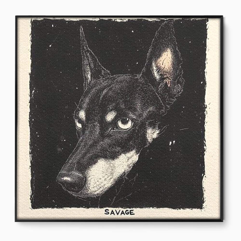 Tablou Canvas Premium, LuxCanva® M1273, Coltul Noptii, Caine, Salbatic, Periculos, Animal, Rebel, Vintage, Chip, Portret, Alfa, Vanator, Birou, Living, Camera Copil