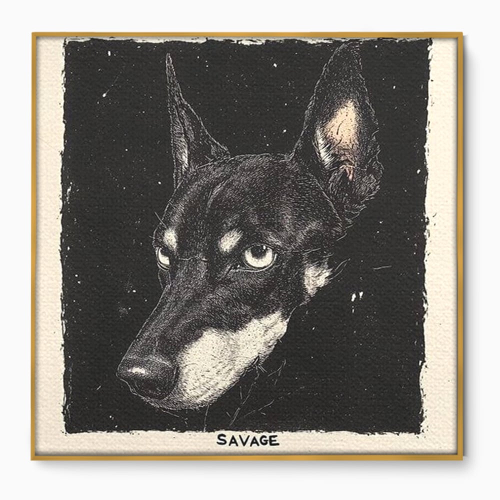 Tablou Canvas Premium, LuxCanva® M1273, Coltul Noptii, Caine, Salbatic, Periculos, Animal, Rebel, Vintage, Chip, Portret, Alfa, Vanator, Birou, Living, Camera Copil