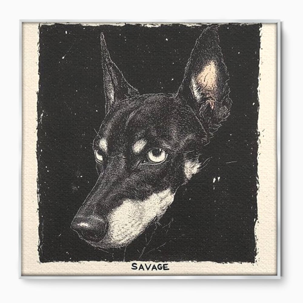 Tablou Canvas Premium, LuxCanva® M1273, Coltul Noptii, Caine, Salbatic, Periculos, Animal, Rebel, Vintage, Chip, Portret, Alfa, Vanator, Birou, Living, Camera Copil