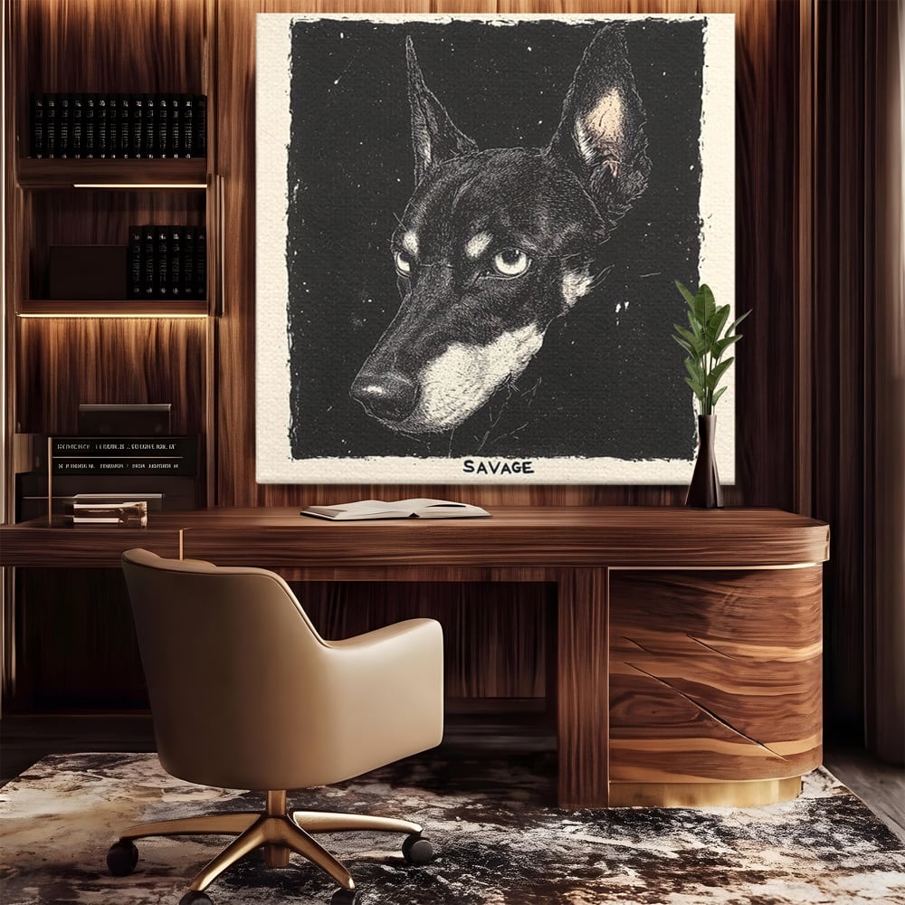 Tablou Canvas Premium, LuxCanva® M1273, Coltul Noptii, Caine, Salbatic, Periculos, Animal, Rebel, Vintage, Chip, Portret, Alfa, Vanator, Birou, Living, Camera Copil