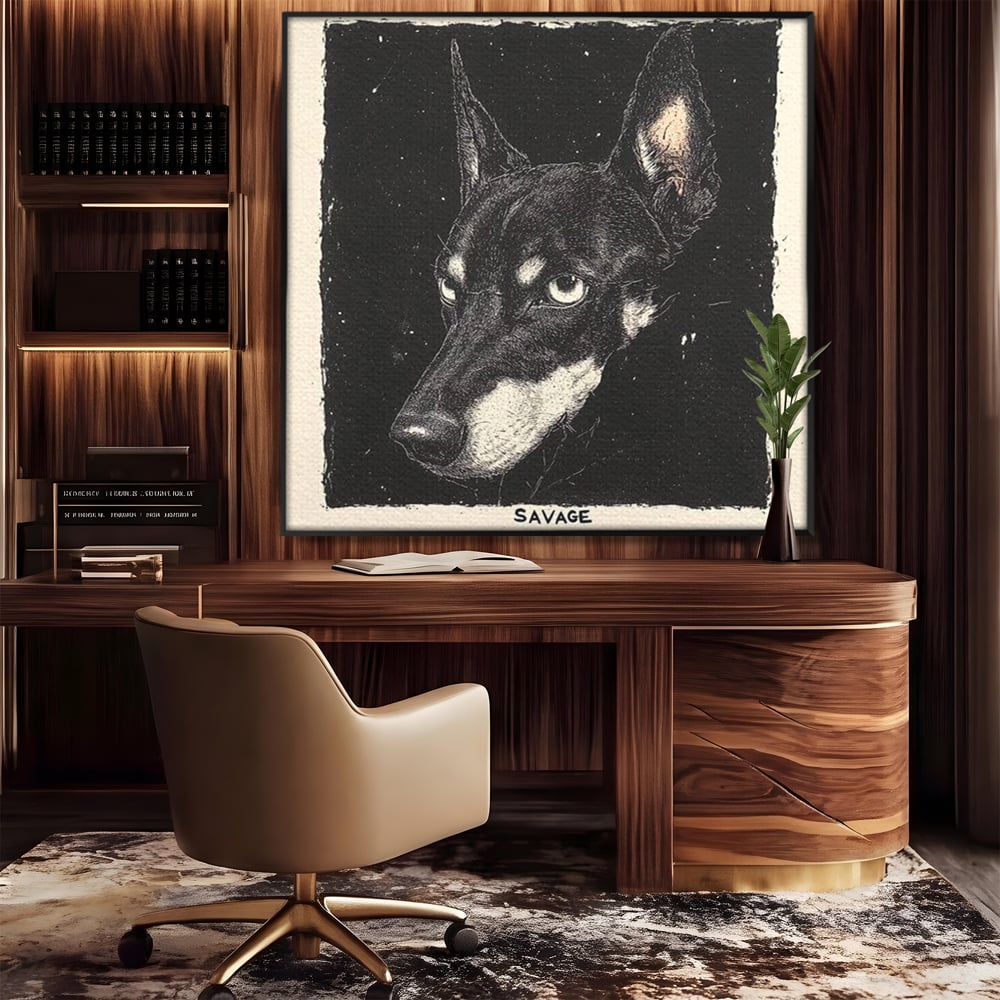 Tablou Canvas Premium, LuxCanva® M1273, Coltul Noptii, Caine, Salbatic, Periculos, Animal, Rebel, Vintage, Chip, Portret, Alfa, Vanator, Birou, Living, Camera Copil