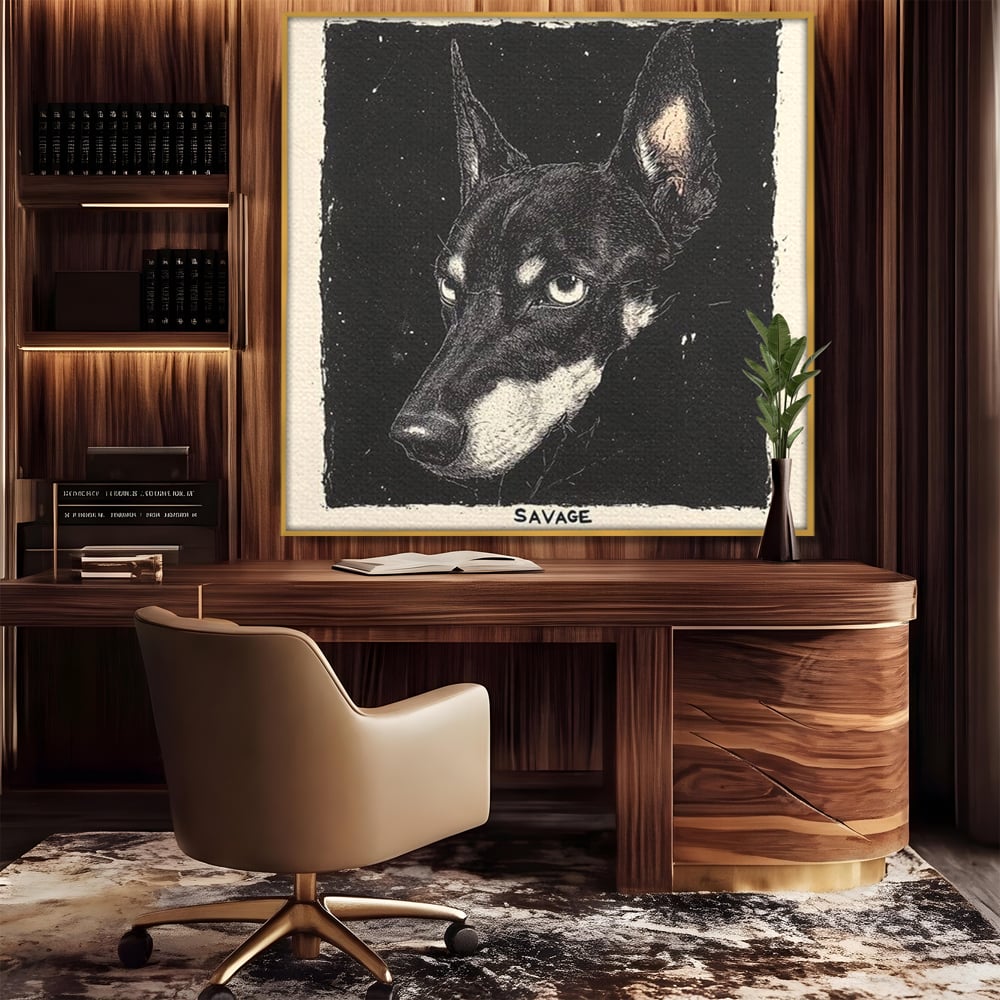 Tablou Canvas Premium, LuxCanva® M1273, Coltul Noptii, Caine, Salbatic, Periculos, Animal, Rebel, Vintage, Chip, Portret, Alfa, Vanator, Birou, Living, Camera Copil