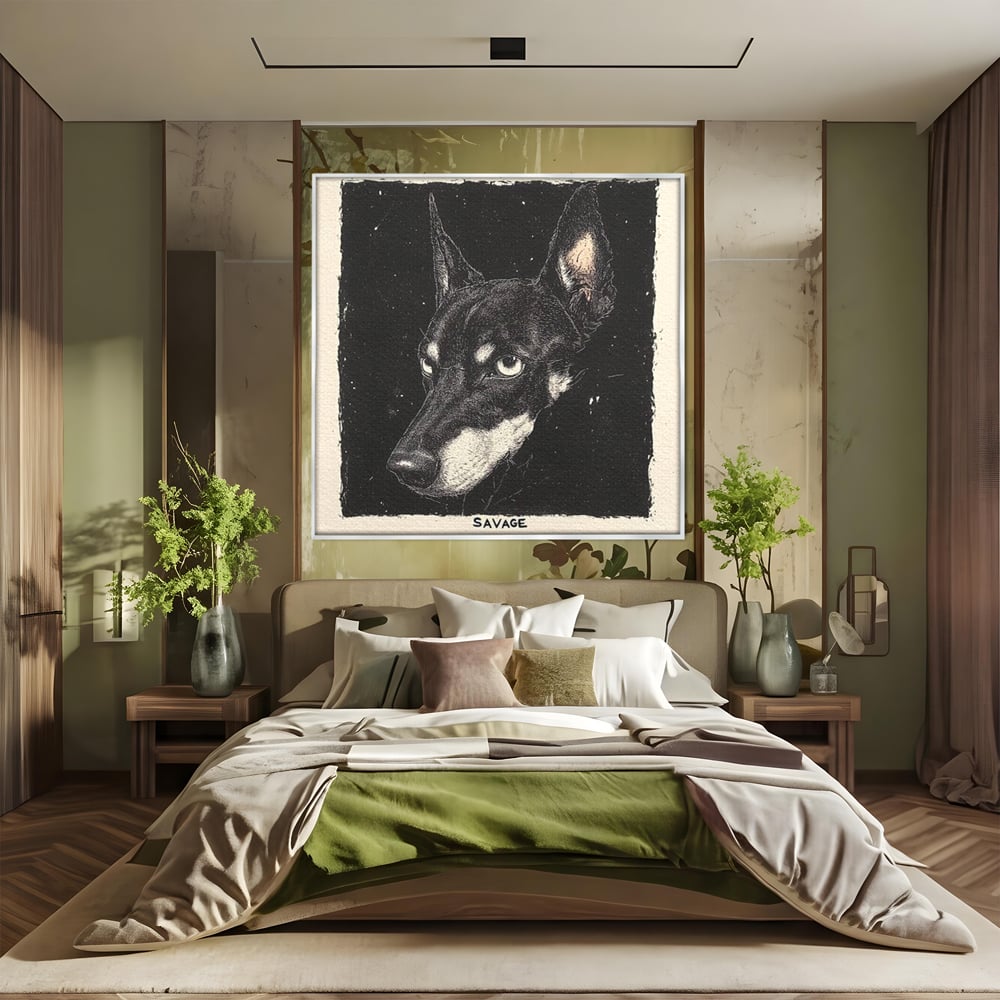 Tablou Canvas Premium, LuxCanva® M1273, Coltul Noptii, Caine, Salbatic, Periculos, Animal, Rebel, Vintage, Chip, Portret, Alfa, Vanator, Birou, Living, Camera Copil
