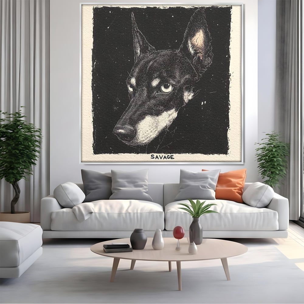 Tablou Canvas Premium, LuxCanva® M1273, Coltul Noptii, Caine, Salbatic, Periculos, Animal, Rebel, Vintage, Chip, Portret, Alfa, Vanator, Birou, Living, Camera Copil