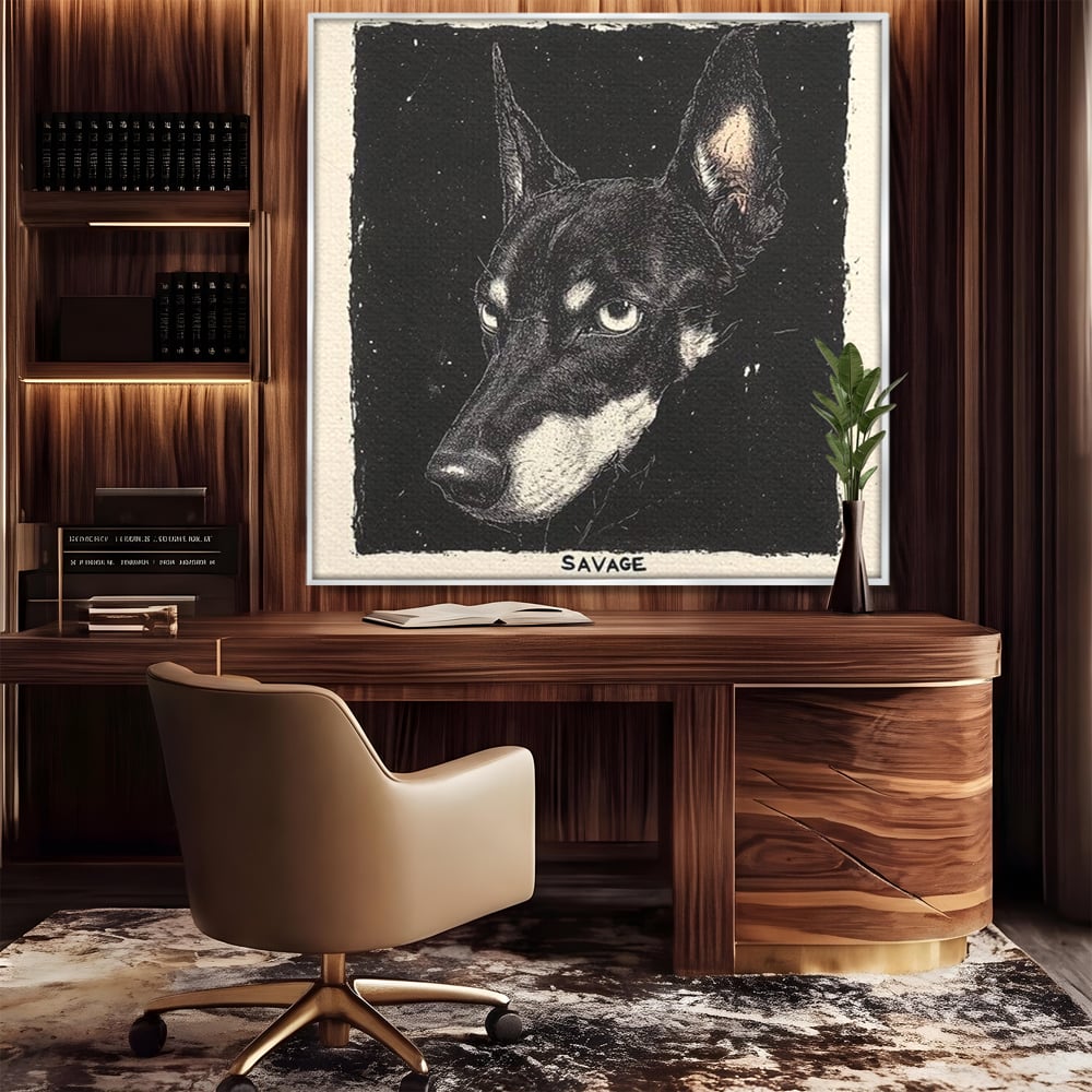 Tablou Canvas Premium, LuxCanva® M1273, Coltul Noptii, Caine, Salbatic, Periculos, Animal, Rebel, Vintage, Chip, Portret, Alfa, Vanator, Birou, Living, Camera Copil