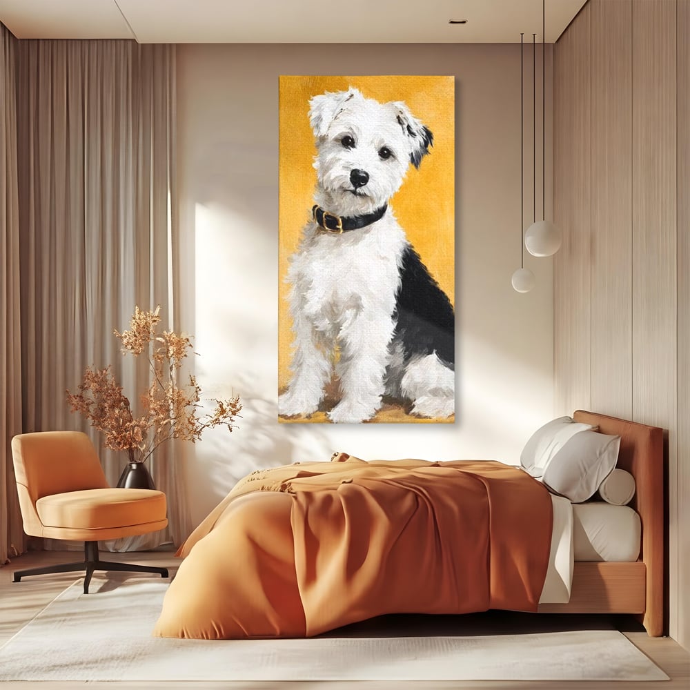 Leinwandbilder Premium, LuxCanva® M1275, Freund des Menschen, Hund, Portrait, Treue, flauschig, Halsband, Tier, gehorsam, Gemälde, häuslich, einfach, geduldig, Büro, Wohnen, Kinderzimmer