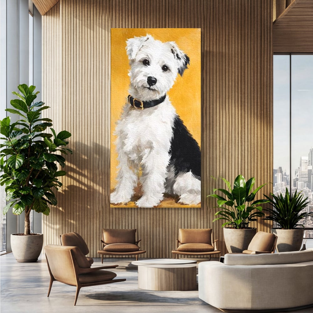 Leinwandbilder Premium, LuxCanva® M1275, Freund des Menschen, Hund, Portrait, Treue, flauschig, Halsband, Tier, gehorsam, Gemälde, häuslich, einfach, geduldig, Büro, Wohnen, Kinderzimmer