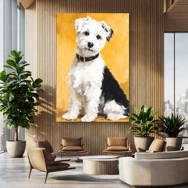 Leinwandbilder Premium, LuxCanva® M1275, Freund des Menschen, Hund, Portrait, Treue, flauschig, Halsband, Tier, gehorsam, Gemälde, häuslich, einfach, geduldig, Büro, Wohnen, Kinderzimmer