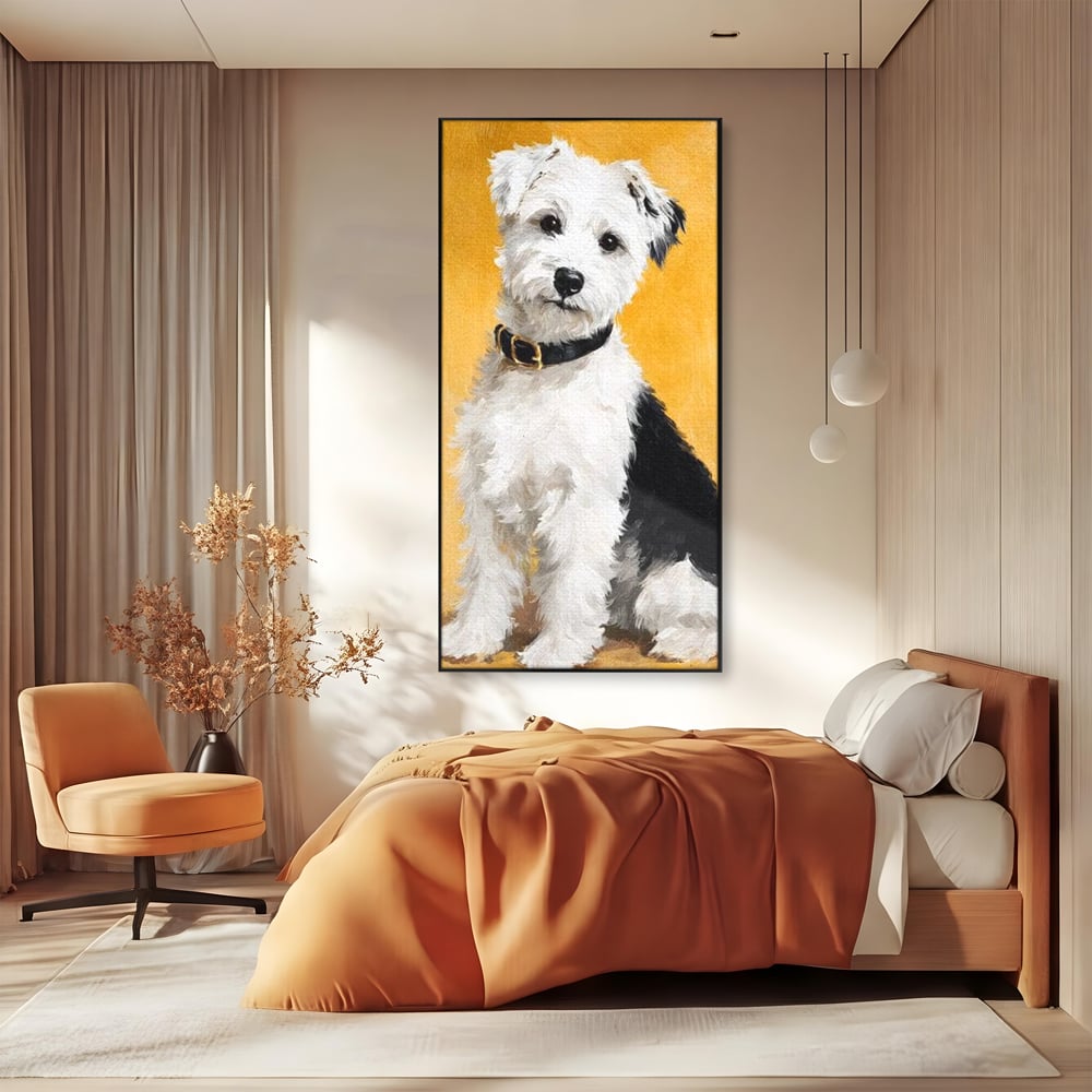 Leinwandbilder Premium, LuxCanva® M1275, Freund des Menschen, Hund, Portrait, Treue, flauschig, Halsband, Tier, gehorsam, Gemälde, häuslich, einfach, geduldig, Büro, Wohnen, Kinderzimmer