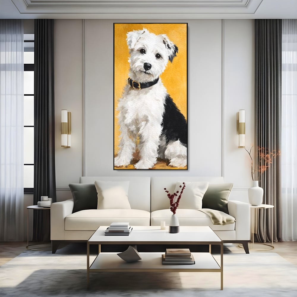 Leinwandbilder Premium, LuxCanva® M1275, Freund des Menschen, Hund, Portrait, Treue, flauschig, Halsband, Tier, gehorsam, Gemälde, häuslich, einfach, geduldig, Büro, Wohnen, Kinderzimmer