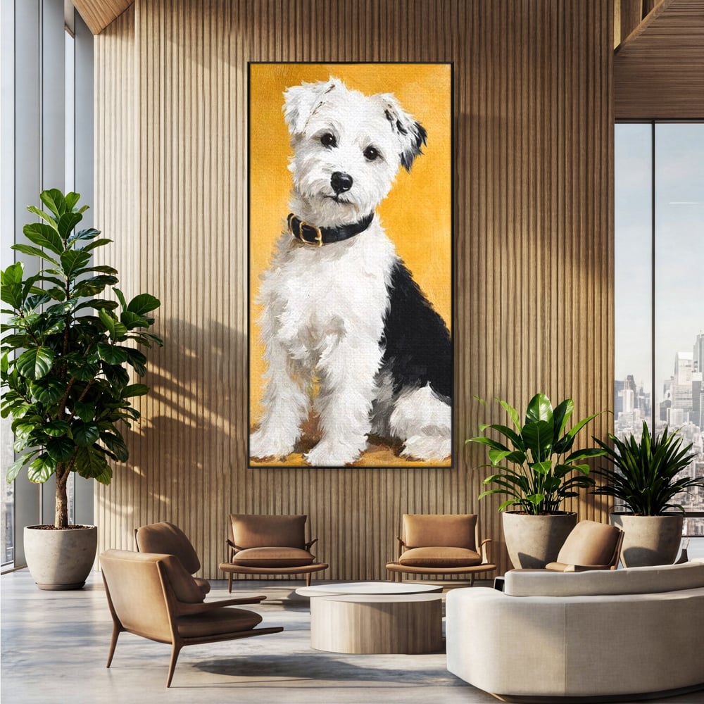 Leinwandbilder Premium, LuxCanva® M1275, Freund des Menschen, Hund, Portrait, Treue, flauschig, Halsband, Tier, gehorsam, Gemälde, häuslich, einfach, geduldig, Büro, Wohnen, Kinderzimmer