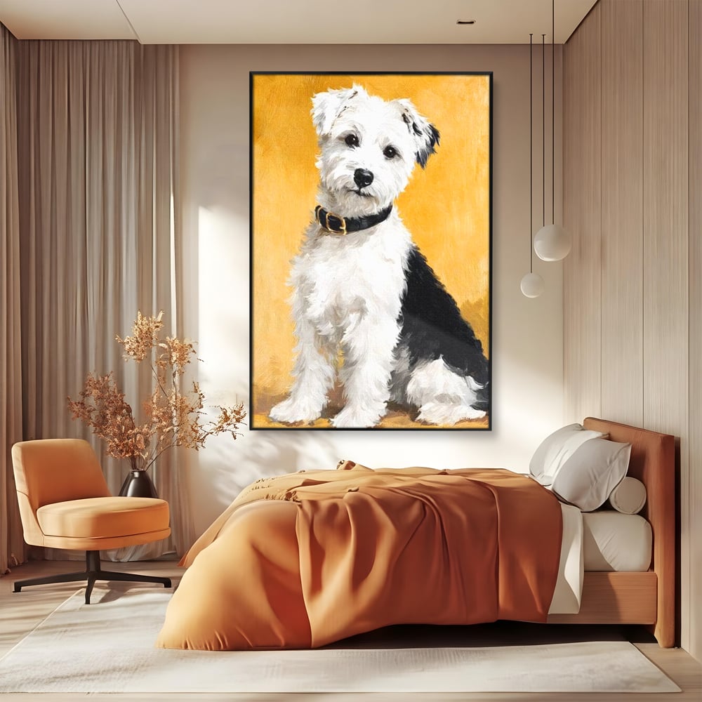 Leinwandbilder Premium, LuxCanva® M1275, Freund des Menschen, Hund, Portrait, Treue, flauschig, Halsband, Tier, gehorsam, Gemälde, häuslich, einfach, geduldig, Büro, Wohnen, Kinderzimmer
