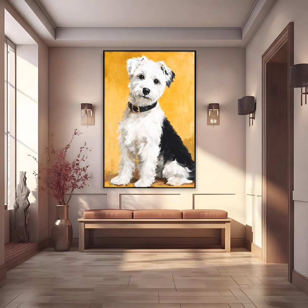 Leinwandbilder Premium, LuxCanva® M1275, Freund des Menschen, Hund, Portrait, Treue, flauschig, Halsband, Tier, gehorsam, Gemälde, häuslich, einfach, geduldig, Büro, Wohnen, Kinderzimmer