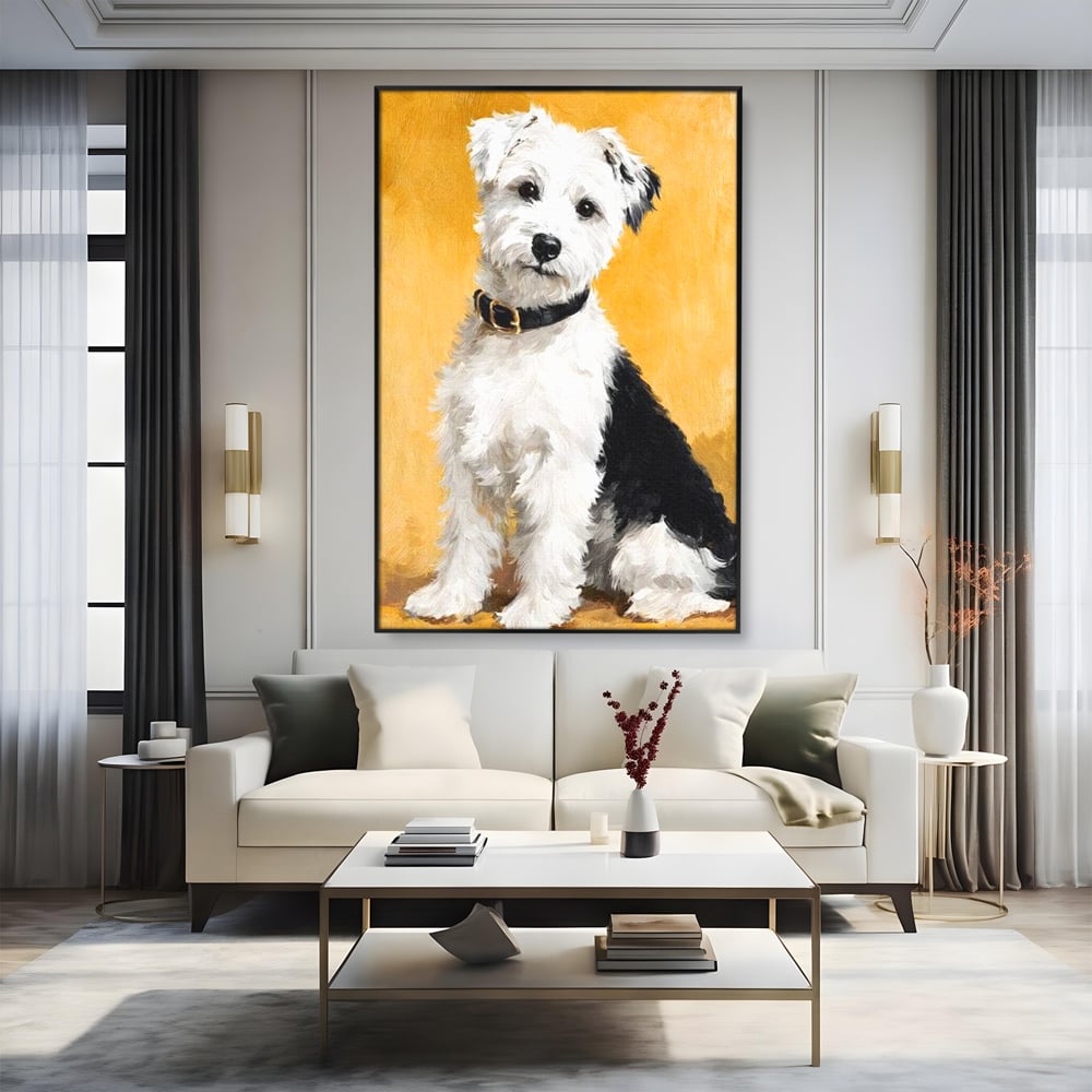 Leinwandbilder Premium, LuxCanva® M1275, Freund des Menschen, Hund, Portrait, Treue, flauschig, Halsband, Tier, gehorsam, Gemälde, häuslich, einfach, geduldig, Büro, Wohnen, Kinderzimmer