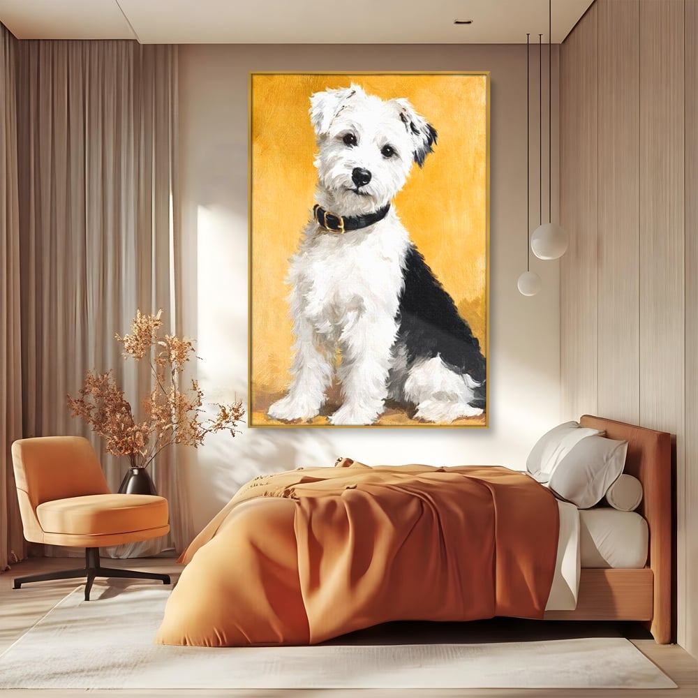 Leinwandbilder Premium, LuxCanva® M1275, Freund des Menschen, Hund, Portrait, Treue, flauschig, Halsband, Tier, gehorsam, Gemälde, häuslich, einfach, geduldig, Büro, Wohnen, Kinderzimmer