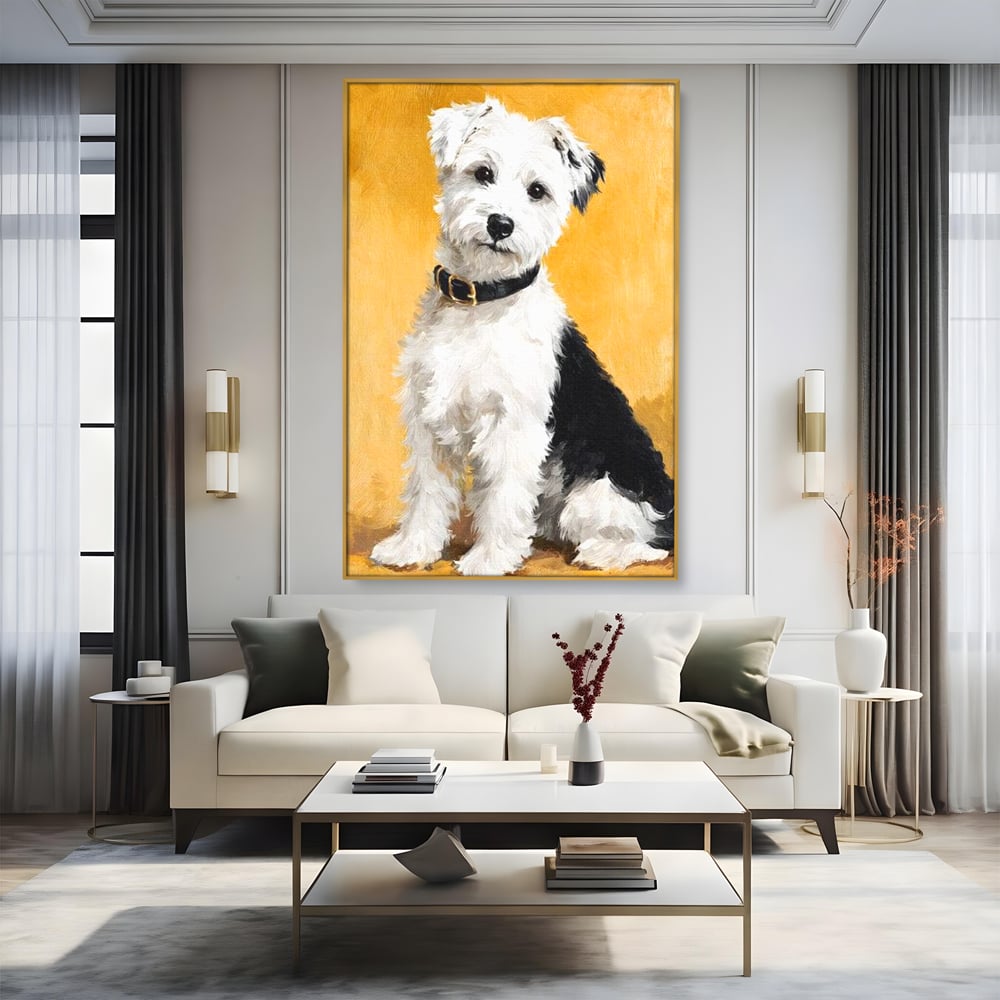 Leinwandbilder Premium, LuxCanva® M1275, Freund des Menschen, Hund, Portrait, Treue, flauschig, Halsband, Tier, gehorsam, Gemälde, häuslich, einfach, geduldig, Büro, Wohnen, Kinderzimmer