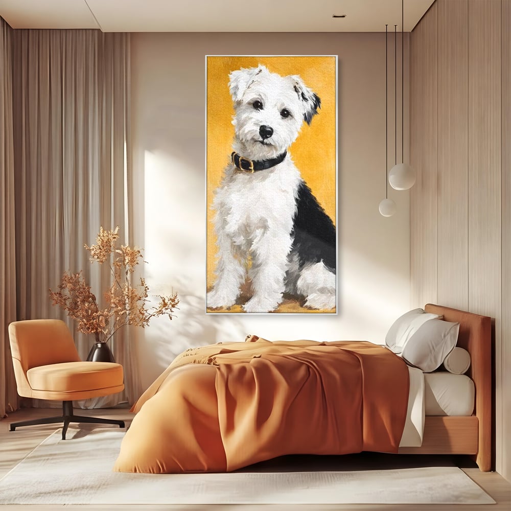 Leinwandbilder Premium, LuxCanva® M1275, Freund des Menschen, Hund, Portrait, Treue, flauschig, Halsband, Tier, gehorsam, Gemälde, häuslich, einfach, geduldig, Büro, Wohnen, Kinderzimmer