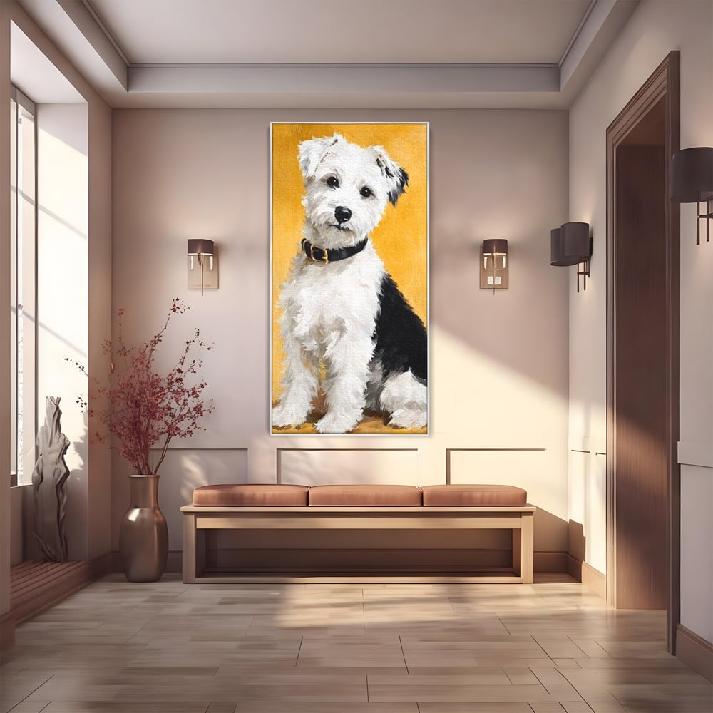 Leinwandbilder Premium, LuxCanva® M1275, Freund des Menschen, Hund, Portrait, Treue, flauschig, Halsband, Tier, gehorsam, Gemälde, häuslich, einfach, geduldig, Büro, Wohnen, Kinderzimmer