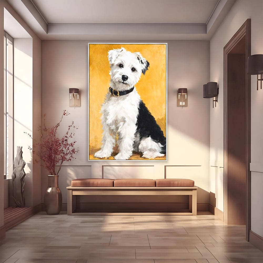 Leinwandbilder Premium, LuxCanva® M1275, Freund des Menschen, Hund, Portrait, Treue, flauschig, Halsband, Tier, gehorsam, Gemälde, häuslich, einfach, geduldig, Büro, Wohnen, Kinderzimmer
