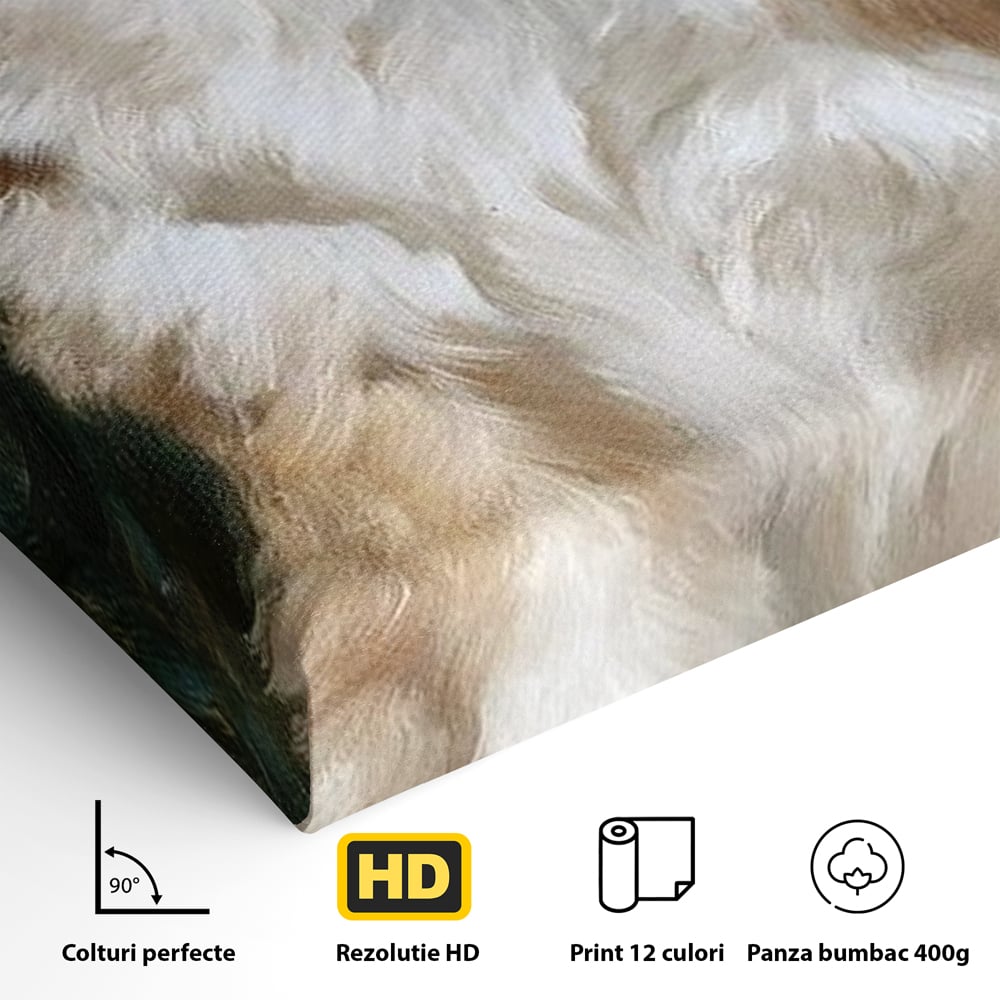 Tablou Canvas Premium, LuxCanva® M1277, Amic de Poveste, Blanos, Inocent, Vesel, Gradina, Natura, Catel, Lumina, Plante, Portret, Prietenos, Birou, Living, Camera Copil