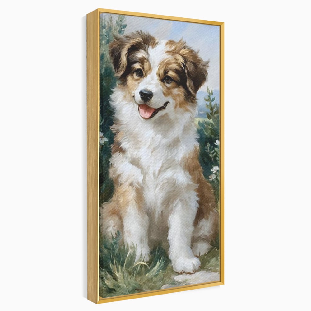 Tablou Canvas Premium, LuxCanva® M1277, Amic de Poveste, Blanos, Inocent, Vesel, Gradina, Natura, Catel, Lumina, Plante, Portret, Prietenos, Birou, Living, Camera Copil
