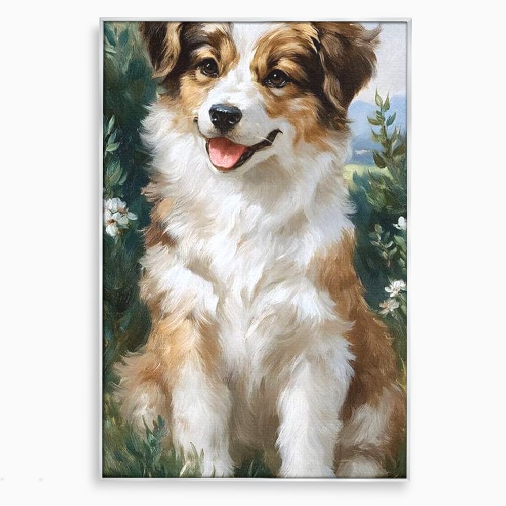Tablou Canvas Premium, LuxCanva® M1277, Amic de Poveste, Blanos, Inocent, Vesel, Gradina, Natura, Catel, Lumina, Plante, Portret, Prietenos, Birou, Living, Camera Copil