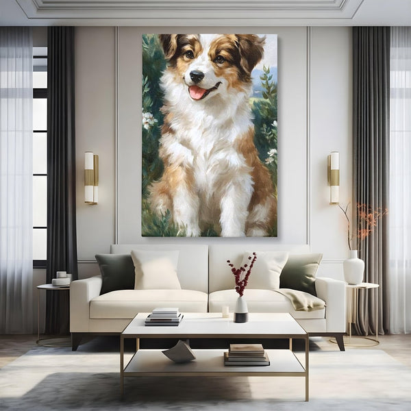 Tablou Canvas Premium, LuxCanva® M1277, Amic de Poveste, Blanos, Inocent, Vesel, Gradina, Natura, Catel, Lumina, Plante, Portret, Prietenos, Birou, Living, Camera Copil