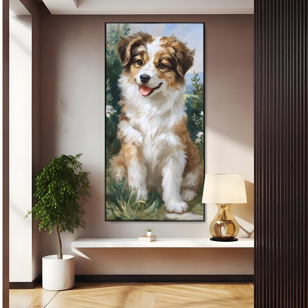Tablou Canvas Premium, LuxCanva® M1277, Amic de Poveste, Blanos, Inocent, Vesel, Gradina, Natura, Catel, Lumina, Plante, Portret, Prietenos, Birou, Living, Camera Copil