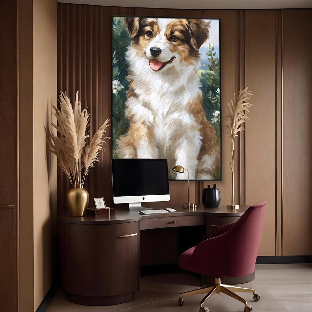 Tablou Canvas Premium, LuxCanva® M1277, Amic de Poveste, Blanos, Inocent, Vesel, Gradina, Natura, Catel, Lumina, Plante, Portret, Prietenos, Birou, Living, Camera Copil