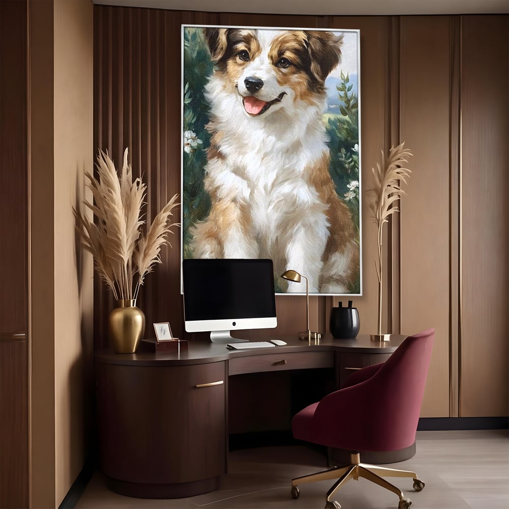 Tablou Canvas Premium, LuxCanva® M1277, Amic de Poveste, Blanos, Inocent, Vesel, Gradina, Natura, Catel, Lumina, Plante, Portret, Prietenos, Birou, Living, Camera Copil