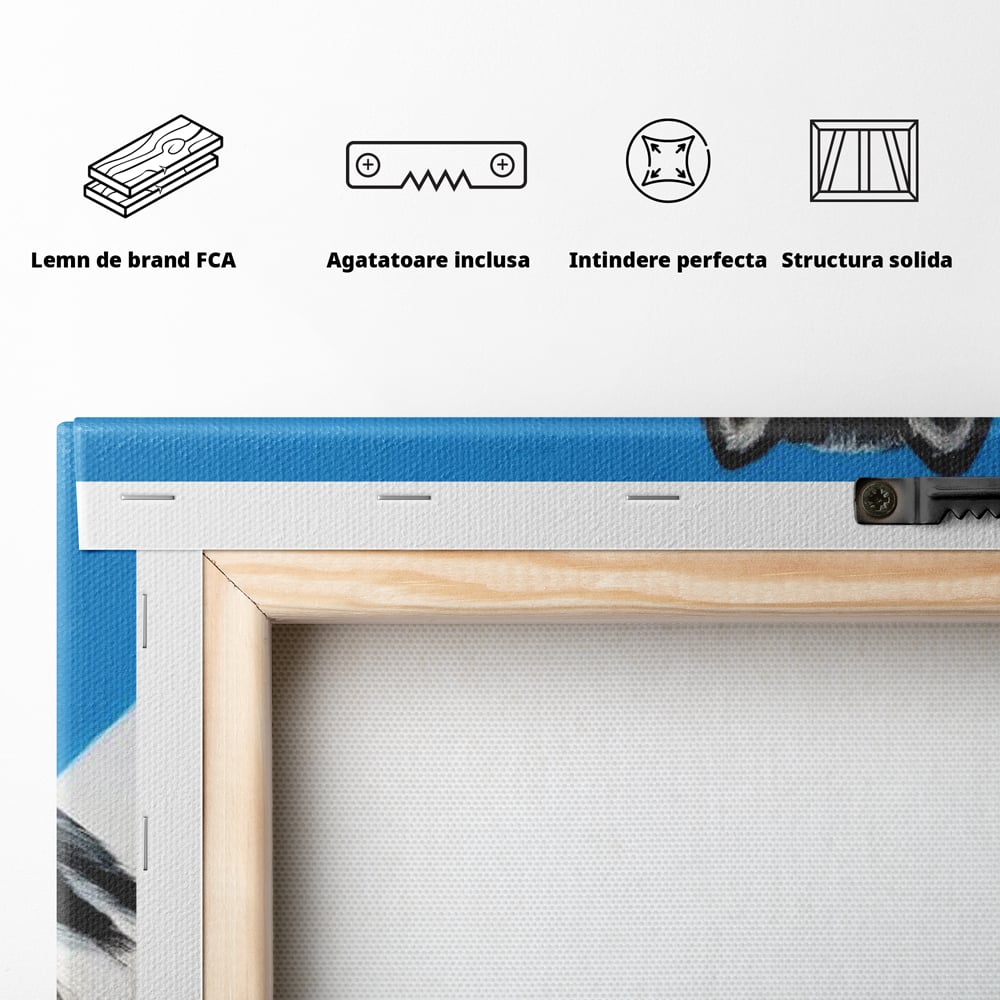 Leinwand Wandbild Leinwand Premium, LuxCanva® M1278, Ein pelziger Husky, Gemütlich, Hund, Husky, Haushund, Husky, nordisch, Blau, Entspannend, Leicht, Elegant, Schön, Büro, Wohnen, Kinderzimmer