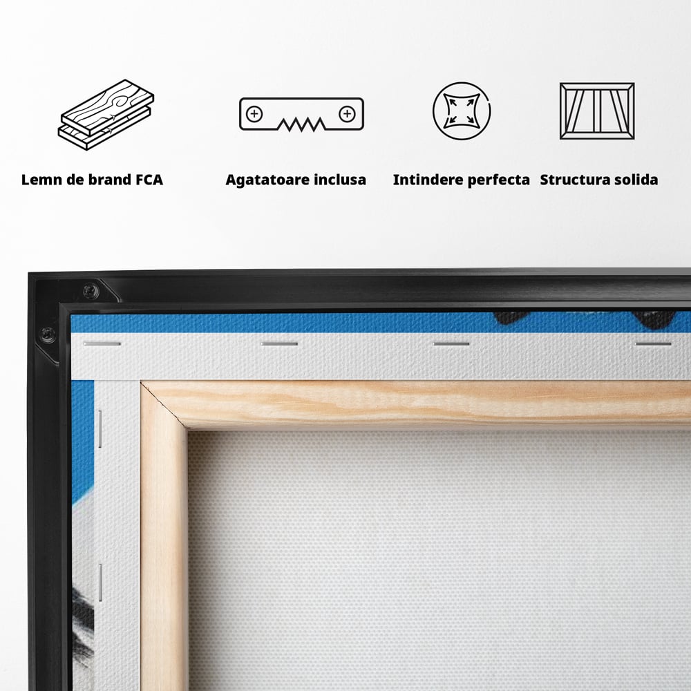 Leinwand Wandbild Leinwand Premium, LuxCanva® M1278, Ein pelziger Husky, Gemütlich, Hund, Husky, Haushund, Husky, nordisch, Blau, Entspannend, Leicht, Elegant, Schön, Büro, Wohnen, Kinderzimmer