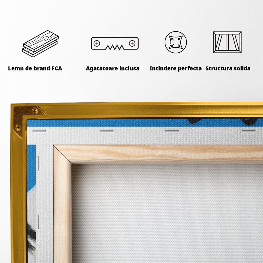 Leinwand Wandbild Leinwand Premium, LuxCanva® M1278, Ein pelziger Husky, Gemütlich, Hund, Husky, Haushund, Husky, nordisch, Blau, Entspannend, Leicht, Elegant, Schön, Büro, Wohnen, Kinderzimmer