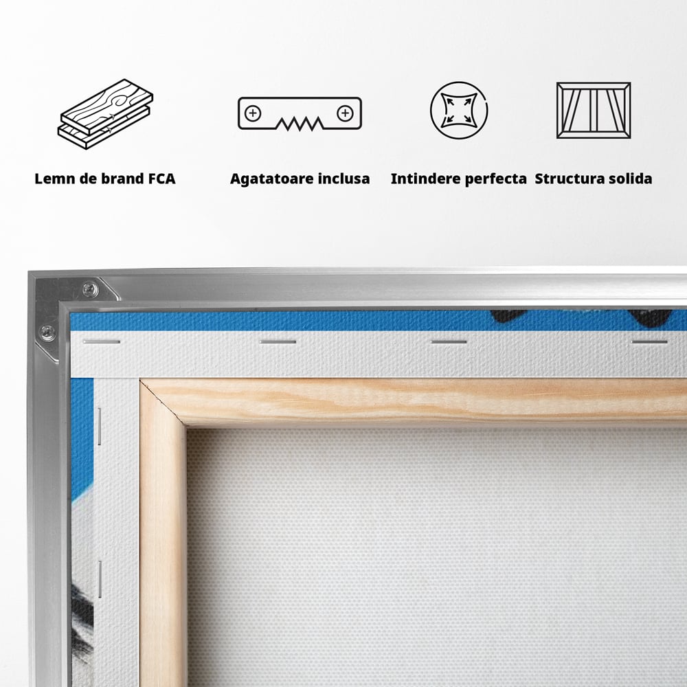 Leinwand Wandbild Leinwand Premium, LuxCanva® M1278, Ein pelziger Husky, Gemütlich, Hund, Husky, Haushund, Husky, nordisch, Blau, Entspannend, Leicht, Elegant, Schön, Büro, Wohnen, Kinderzimmer