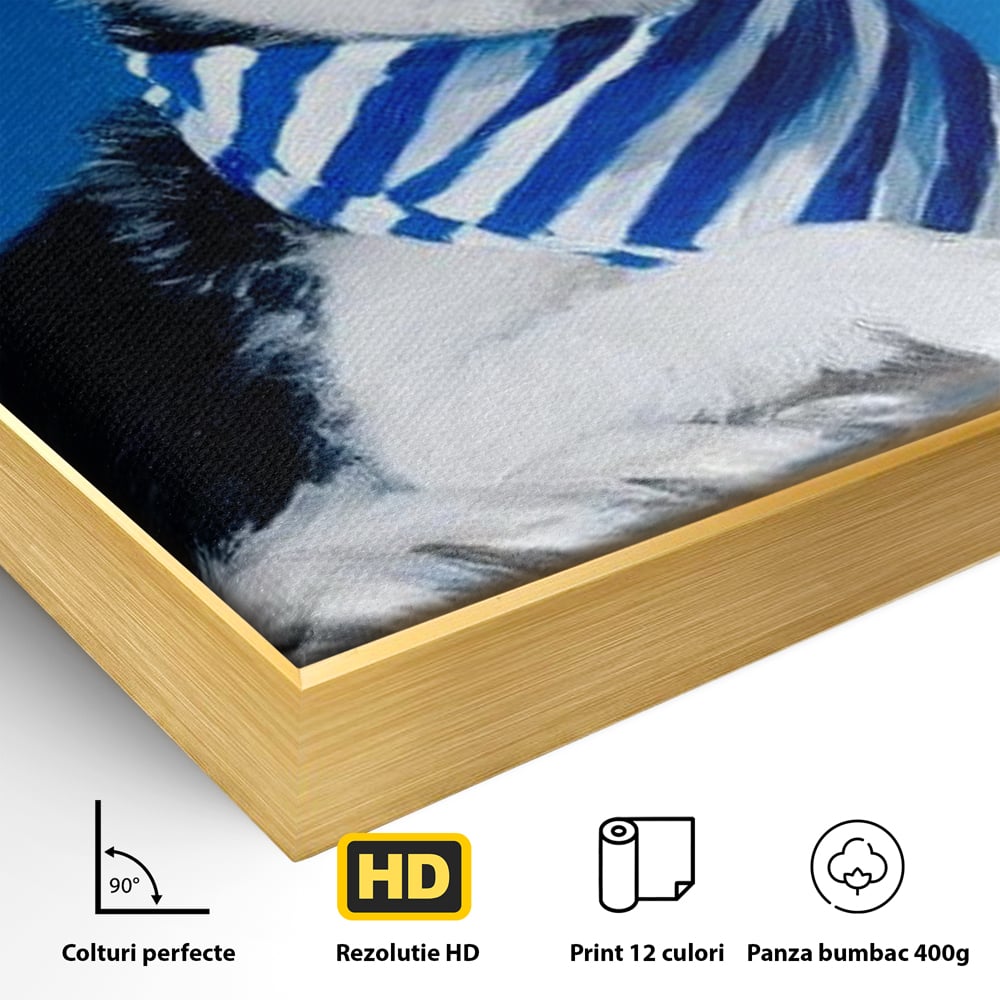 Tablou Canvas Premium, LuxCanva® M1279, In Briza Oceanului, Nautic, Marinar, Esarfa, Albastru, Caine, Shiba, Aventura, Relaxare, Franghie, Calatorie, Blanita, Birou, Living, Camera Copil