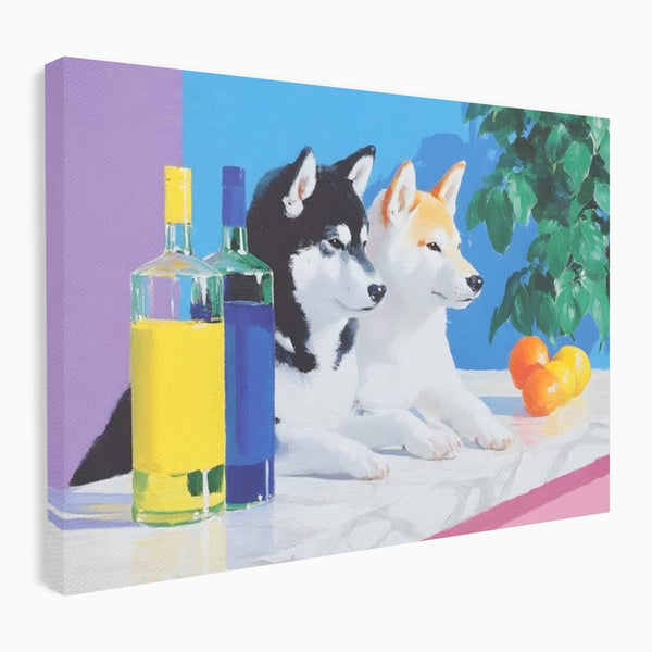 Tablou Canvas Premium, LuxCanva® M1281, Cocktail Canin, Citrice, Fructe, Bar, Bauturi, Sticle, Catei, Pastel, Prieteni, Cromatic, Planta, Luminos, Artistic, Birou, Living, Camera Copil