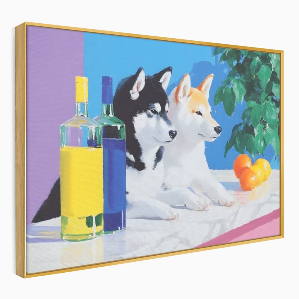 Tablou Canvas Premium, LuxCanva® M1281, Cocktail Canin, Citrice, Fructe, Bar, Bauturi, Sticle, Catei, Pastel, Prieteni, Cromatic, Planta, Luminos, Artistic, Birou, Living, Camera Copil