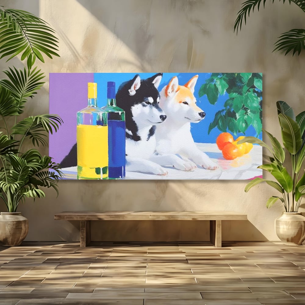 Tablou Canvas Premium, LuxCanva® M1281, Cocktail Canin, Citrice, Fructe, Bar, Bauturi, Sticle, Catei, Pastel, Prieteni, Cromatic, Planta, Luminos, Artistic, Birou, Living, Camera Copil