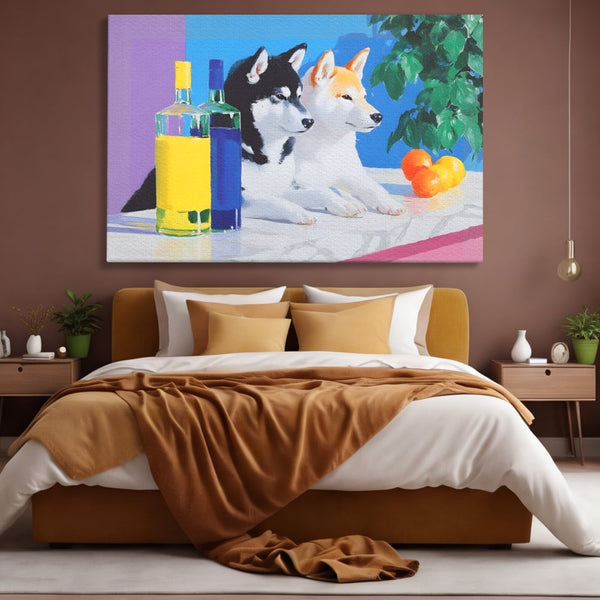 Tablou Canvas Premium, LuxCanva® M1281, Cocktail Canin, Citrice, Fructe, Bar, Bauturi, Sticle, Catei, Pastel, Prieteni, Cromatic, Planta, Luminos, Artistic, Birou, Living, Camera Copil