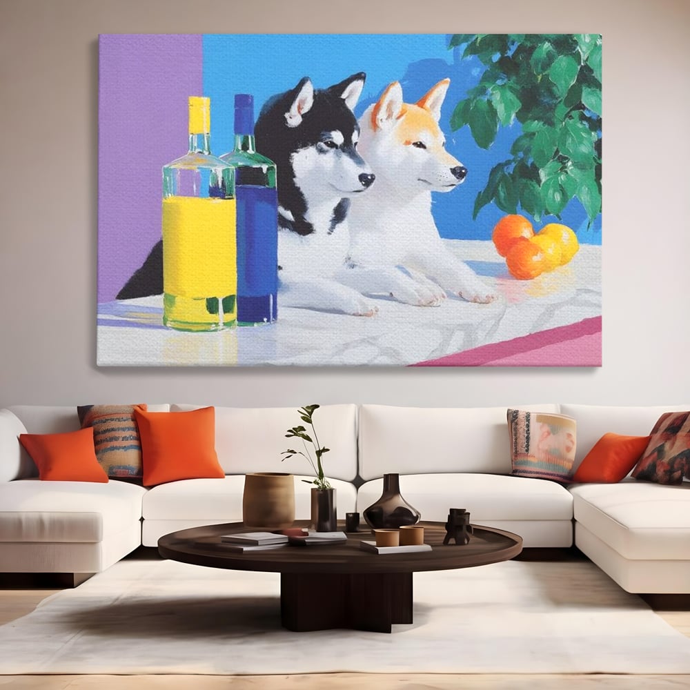Tablou Canvas Premium, LuxCanva® M1281, Cocktail Canin, Citrice, Fructe, Bar, Bauturi, Sticle, Catei, Pastel, Prieteni, Cromatic, Planta, Luminos, Artistic, Birou, Living, Camera Copil