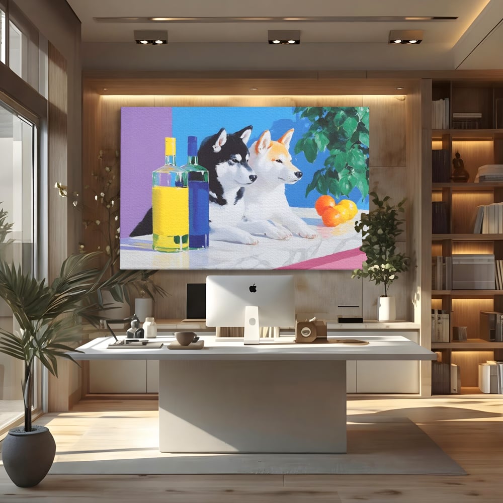 Tablou Canvas Premium, LuxCanva® M1281, Cocktail Canin, Citrice, Fructe, Bar, Bauturi, Sticle, Catei, Pastel, Prieteni, Cromatic, Planta, Luminos, Artistic, Birou, Living, Camera Copil
